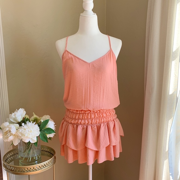 Maje Dresses & Skirts - Maje Woven Blouson Mini Dress Salmon Size 3
